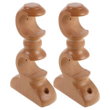 8Pcs Adjustable Wood Curtain Rod Brackets Beige Double Holder for Home