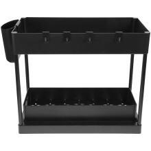 2Sets Black ABS Under Sink Organizer Kitchen Storage Shelf Waterproof