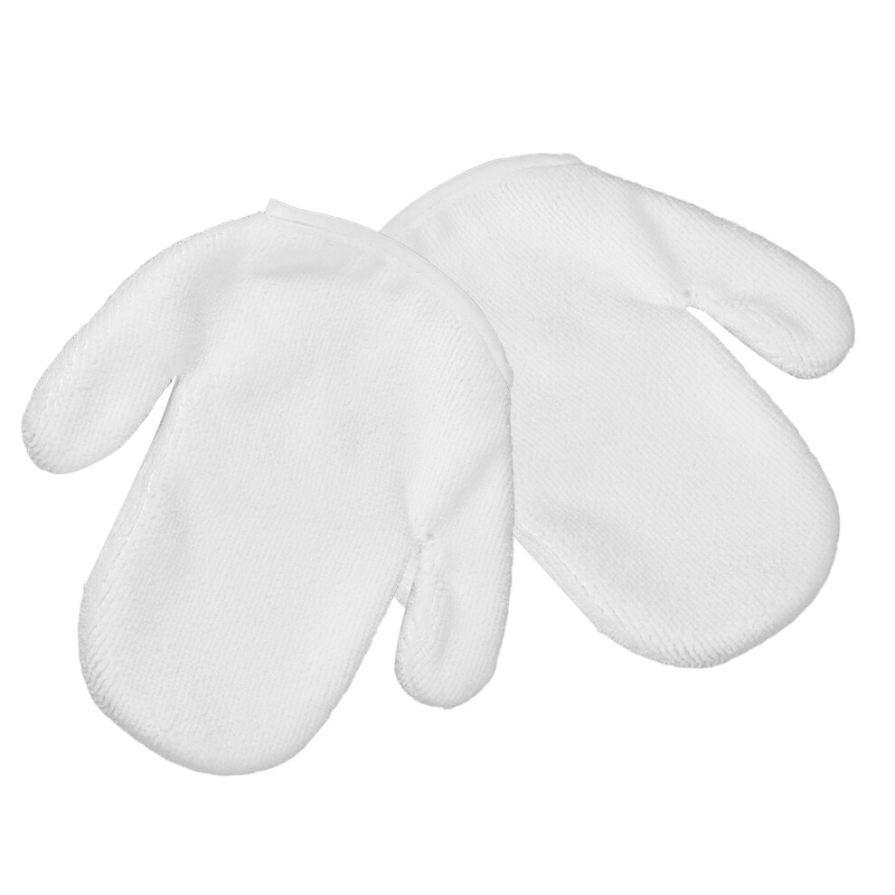 Villcase White 5Pairs Soft Cotton Facial Scrubber Gloves Exfoliating Face Mitts