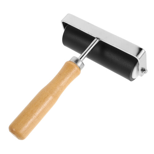 4Pcs Durable Rubber Rollers with Wood Grip for DIY Printmaking and Art