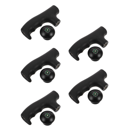 5Pcs Durable Black Walking Stick Knobs with Compass for Mountaineering 2