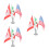 3Sets Metal Flagpole Base with America Mexico Canada Small Table Flags 10