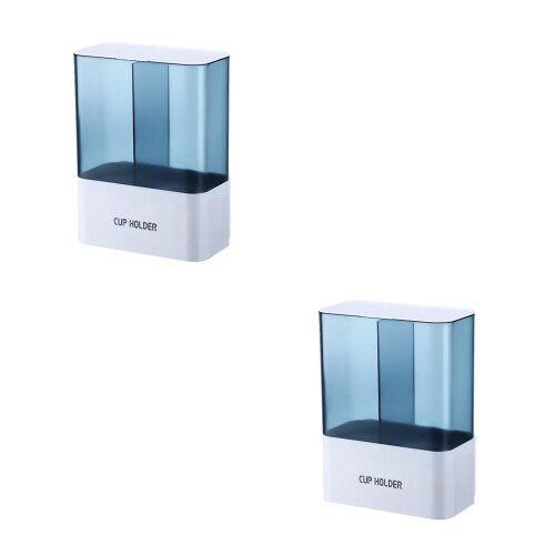 2Pcs Household White Plastic Cup Dispenser Wall Mounted Storage Box 2