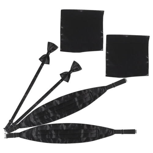 18St Formele Zwarte Cummerbund Set Met Strik En 1