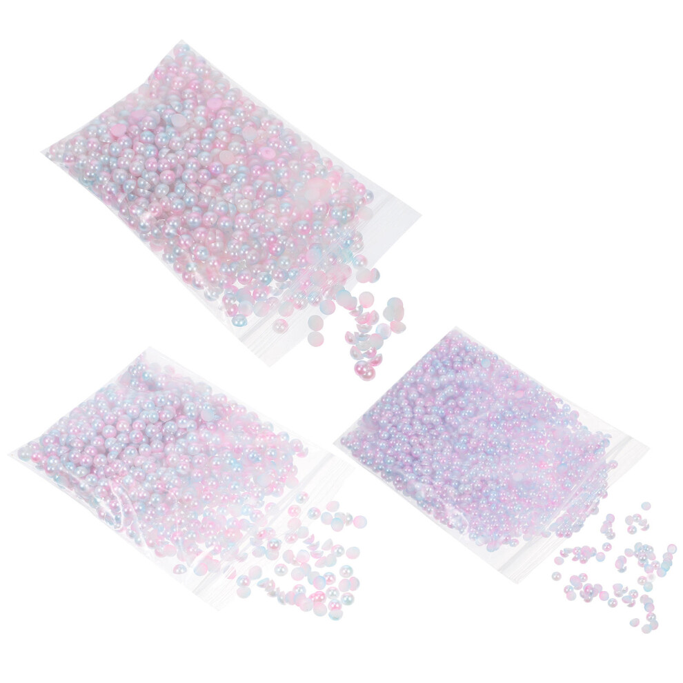 Vaguelly Pink 2Pcs Abs Nail Art Pearls Loose Beads Diy Nail Decoration Charm