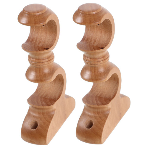 8Pcs Adjustable Wood Curtain Rod Brackets Beige Double Holder for Home 1