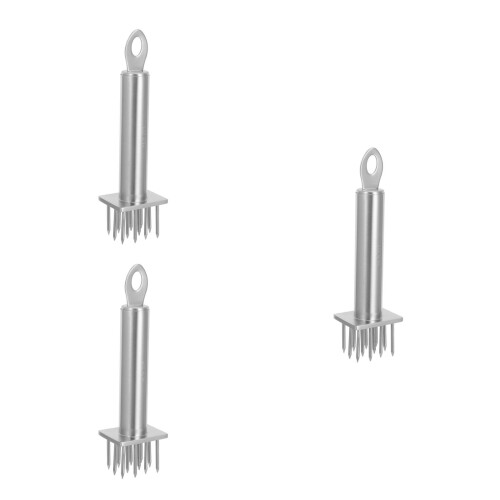 3Pcs Stainless Steel Meat Tenderizer Mallet with Needle Design Silver 1