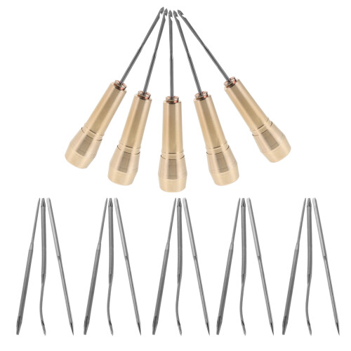 5Sets Durable Copper Handle Awl Set for DIY Shoe Stitching Repair