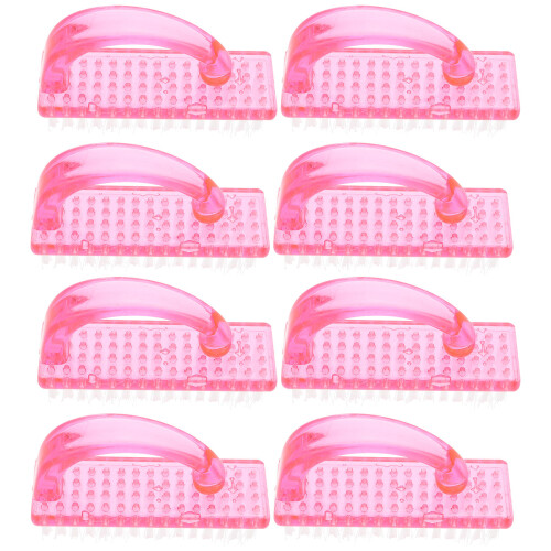 16Pcs Pink Plastic Fingernail Scrub Brushes Durable Manicure Tools