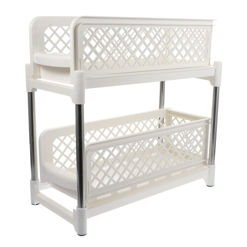2Pcs White Desktop Sundries Organizer Plastic Shelf for Home Use 1