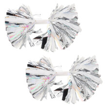 4Pcs Silver Cheer Party Pom Poms with Durable Baton Handle for Sports