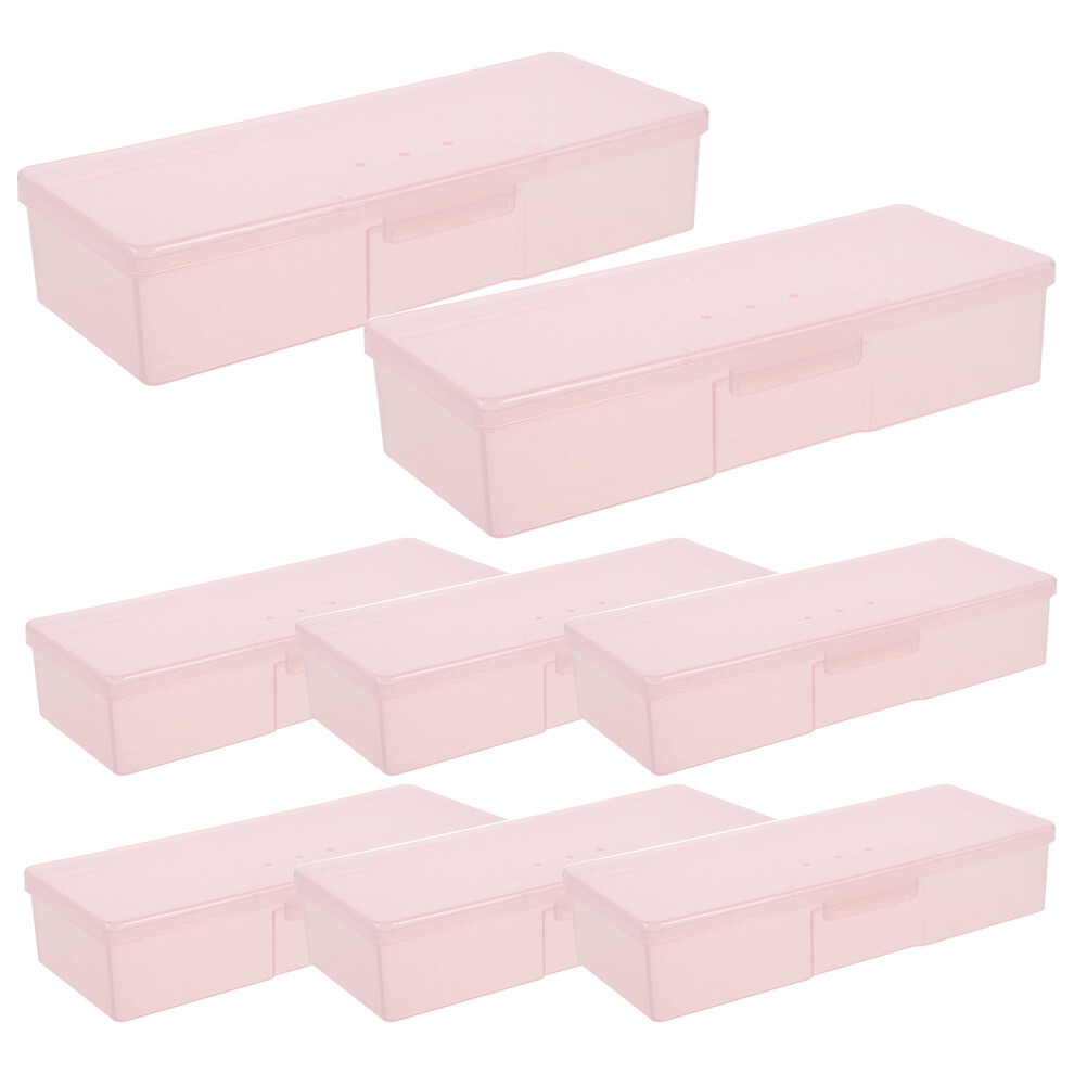 Happyyami 8Pcs Durable Plastic Nail Tools Storage Box Pink Manicure Case