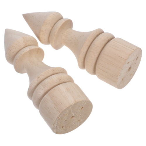 10Pcs Solid Wood Curtain Rod Finials Khaki for Decorative Home Use 1
