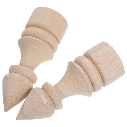 10Pcs Solid Wood Curtain Rod Finials Khaki for Decorative Home Use