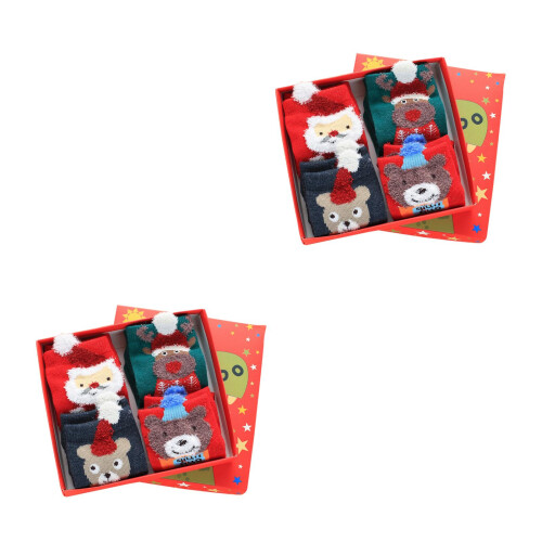 8Paren Paar Elastische Kinderkatoenen Kerstfeestsokken 2