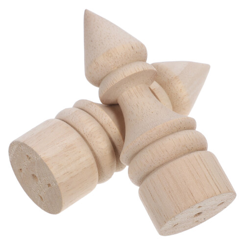 10Pcs Solid Wood Curtain Rod Finials Khaki for Decorative Home Use 2