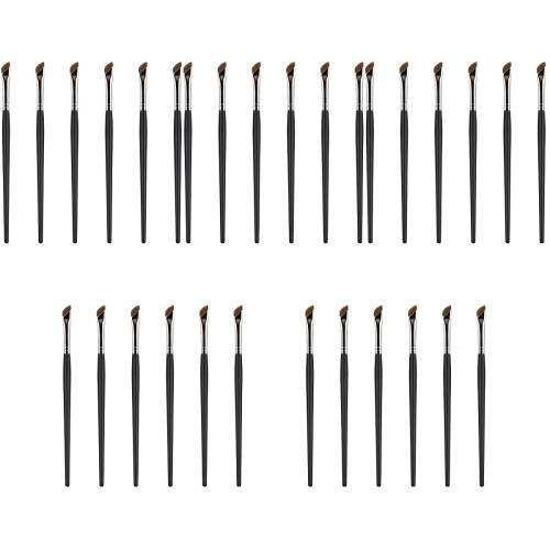 30Pcs Ergonomic Black Makeup Brushes Angled Eyeliner and Concealer Use 2