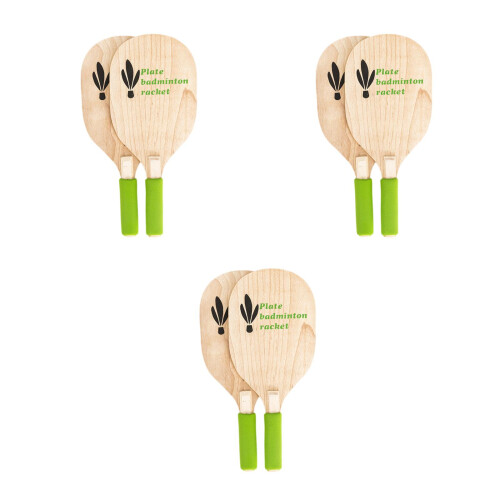 6Pcs Natural Wood Beach Ball Racket Lightweight Durable Beige Set 2