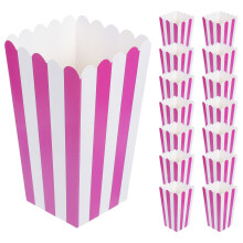 50Pcs Purple Paper Popcorn Boxes Striped Foldable Treat Holders Party