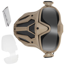 2Sets Outdoor Breathable Mask with Adjustable Band Coffee Goggles Fan