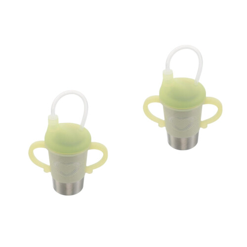 2Pcs Bedside Drinking Cups for Elderly Leakproof Straw Cups Green 2