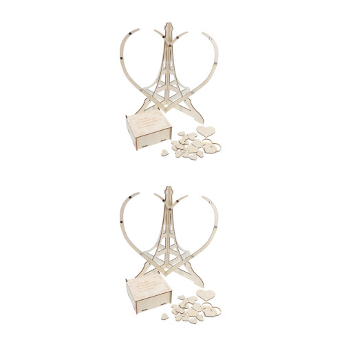 2Pcs Heart Wooden Wedding Drop Box Beige Rustic Guest Message Box 2