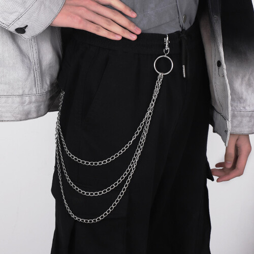 2Pcs Chain Three Layer Alloy Chain for Pants Fashion 2