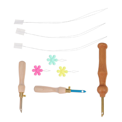 2Sets Multi-Use Embroidery Punch Needle Set with Ergonomic Wood Handle