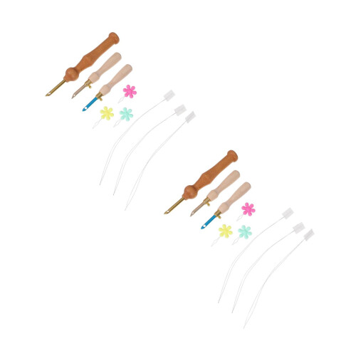 2Sets Multi-Use Embroidery Punch Needle Set with Ergonomic Wood Handle 2