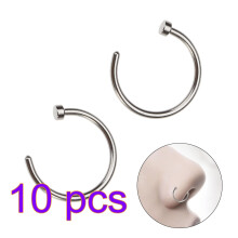 2Pcs Titanium Steel Silver Nose Rings C-Shaped Open Hoop for Women