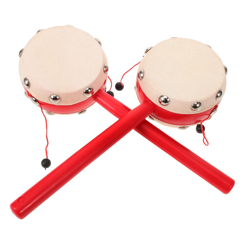4Pièces Jouets Traditionnels Rouges Tambour À Bébé