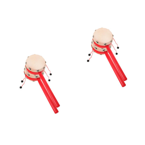 4Pièces Jouets Traditionnels Rouges Tambour À Bébé 2