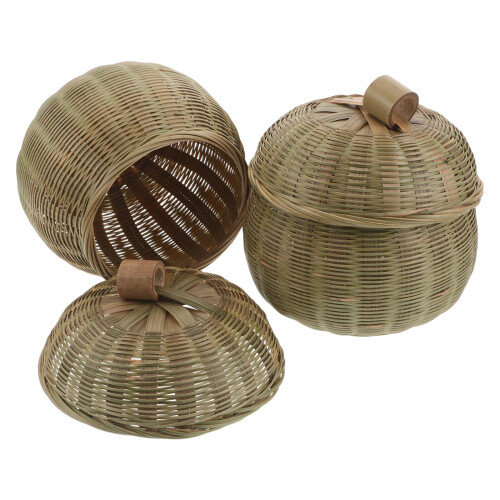 4Pcs Compact Bamboo Go Game Jars with Lid Olive Green Storage 1