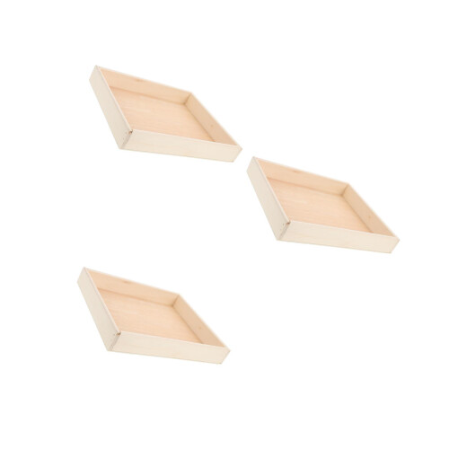 3Pcs Stackable Wooden Puzzle Sorting Trays with Smooth Finish Beige 2