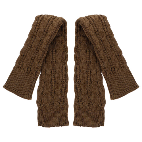 2Pairs Practical Knitted Arm Sleeves Winter Warm Long Fingerless Khaki 2