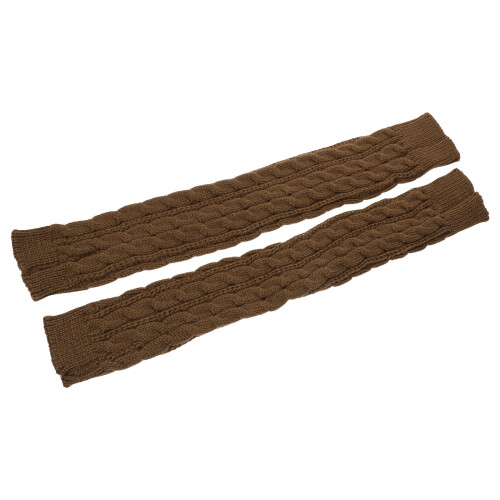 2Pairs Practical Knitted Arm Sleeves Winter Warm Long Fingerless Khaki 1