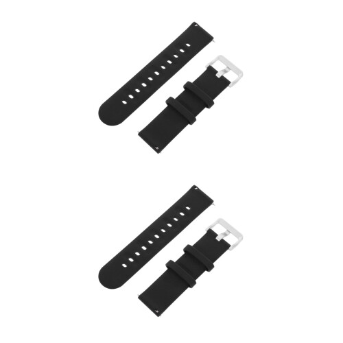 2Pièces Bracelet Montre Silicone Noir Durable Classique Pour 2