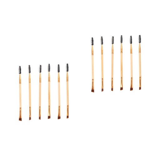 12Pièces Ensemble Pinceaux Sourcils Cils Khaki Double Usage 1