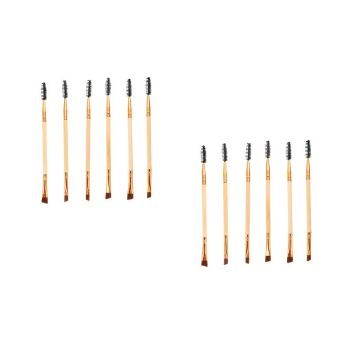 12Pièces Ensemble Pinceaux Sourcils Cils Khaki Double Usage 2