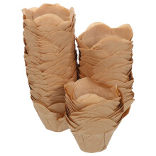 600Pcs Lotus Shaped Cupcake Liners Brown Grease-Resistant Baking Cups