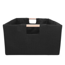 2Pcs Space-Saving Foldable Fabric Storage Boxes Black with Handles