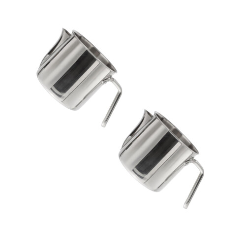 2Pcs Multi-Use Stainless Steel Grease Strainer Oil Storage Jug Silver 2