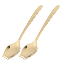 10Pcs Golden Stainless Steel Sporks Multifunctional Travel Spoon Forks