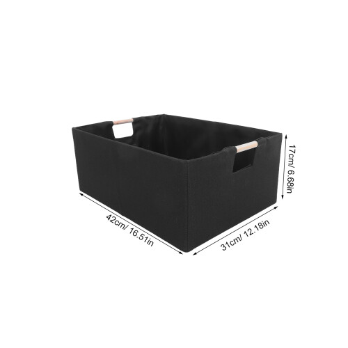 2Pcs Space-Saving Foldable Fabric Storage Boxes Black with Handles 1