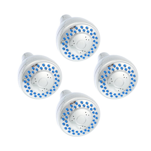 4Pcs Durable Plastic Pressurized Shower Head Silver Adjustable Design 2