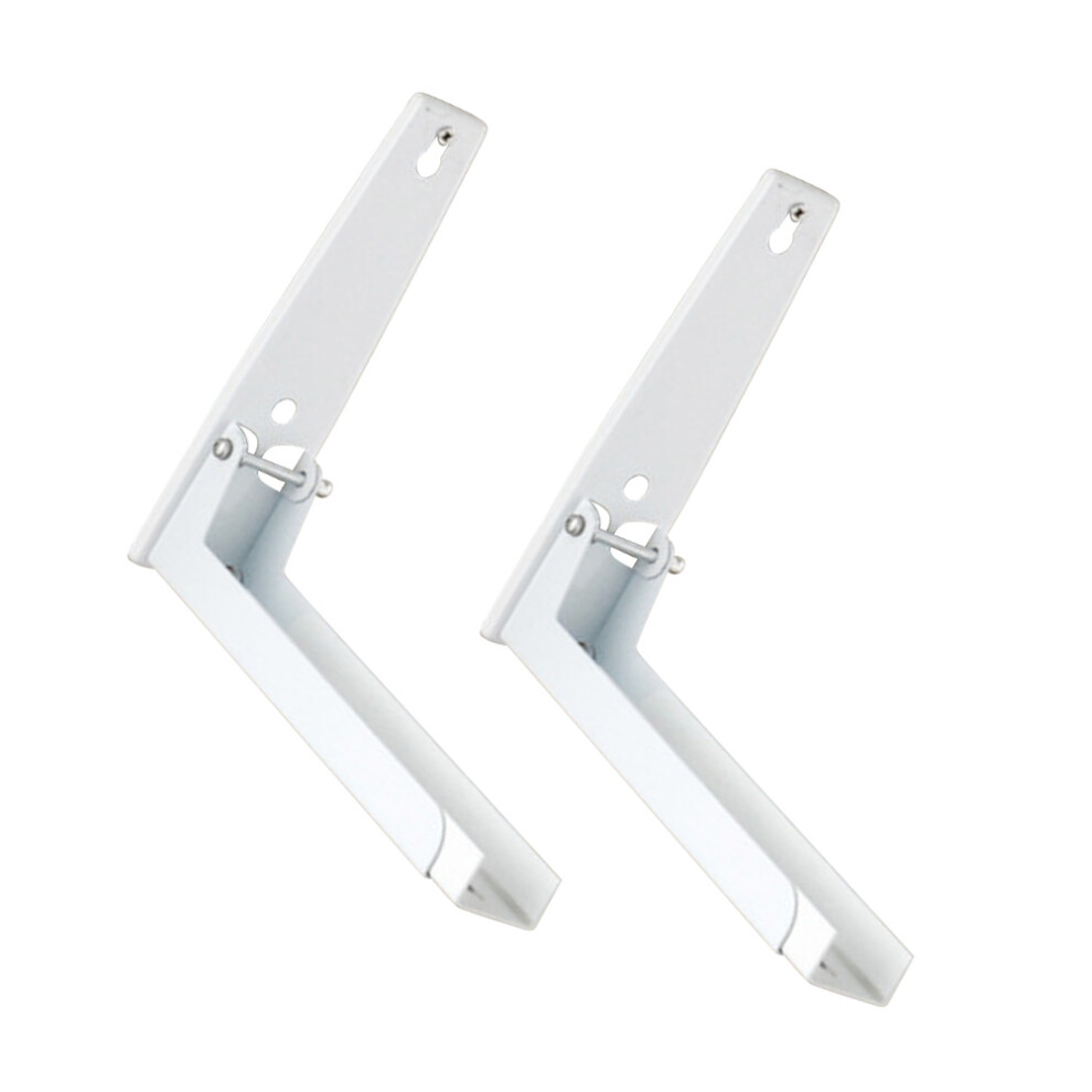 2Pairs White Stainless Steel Foldable Microwave Shelf Rack With Hooks 3633093003725