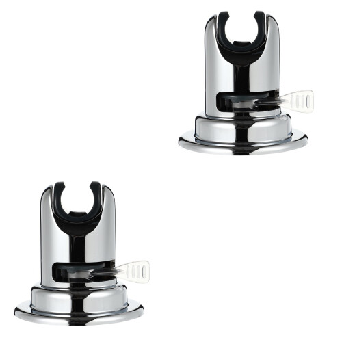 2Pcs Heavy Duty Silver Shower Head Bracket ABS Suction Cup Holder 2