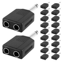 20Pcs Stereo Headphone Jack Adapter Black Plastic Metal for Audio Use