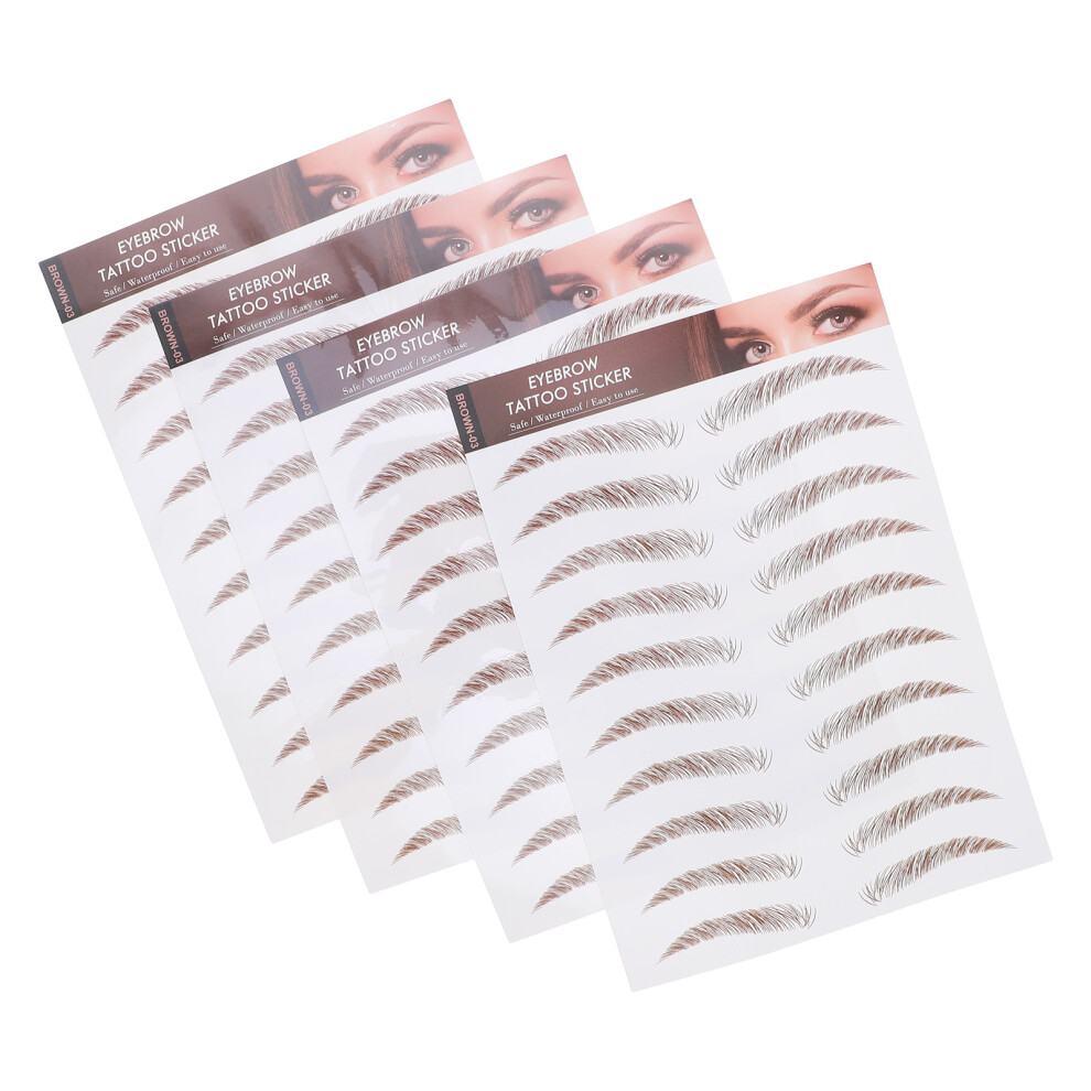 Villcase 20Pcs Brown Water Transfer Eyebrow Stickers Waterproof False Eyebrows