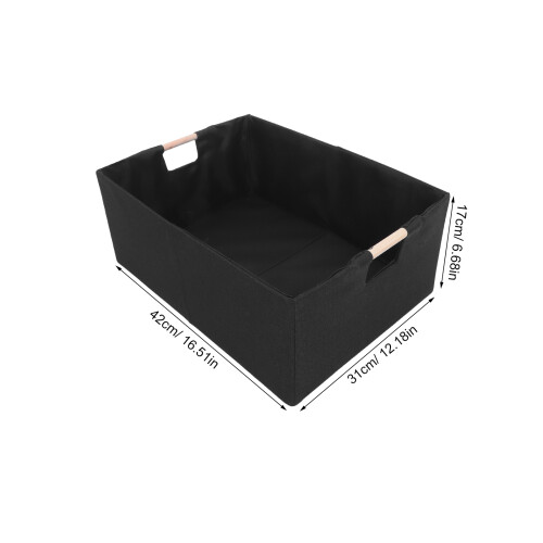 2Pcs Space-Saving Foldable Fabric Storage Boxes Black with Handles 2